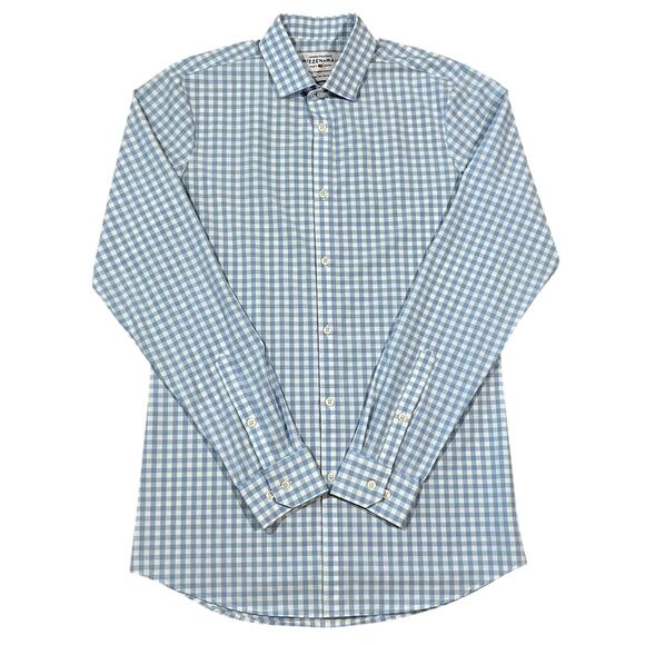 Mizzen + Main Mens Blue Check Plaid Long Sleeve Shirt Size Large Tall LT - Picture 1 of 5